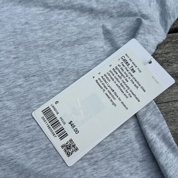 Lululemon Cates Tee size 6 NWT Heathered Core Ultra Light Grey - Picture 3 of 7